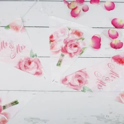 Wimpelkette Mr & Mrs - Rosenmotiv | Dekoration zur Hochzeit