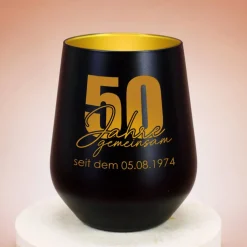 Windlicht - 50 Jahre gemeinsam - in schwarz oder weiß zur Goldhochzeit