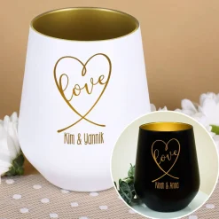 Windlicht mit Love Herz und Namen graviert