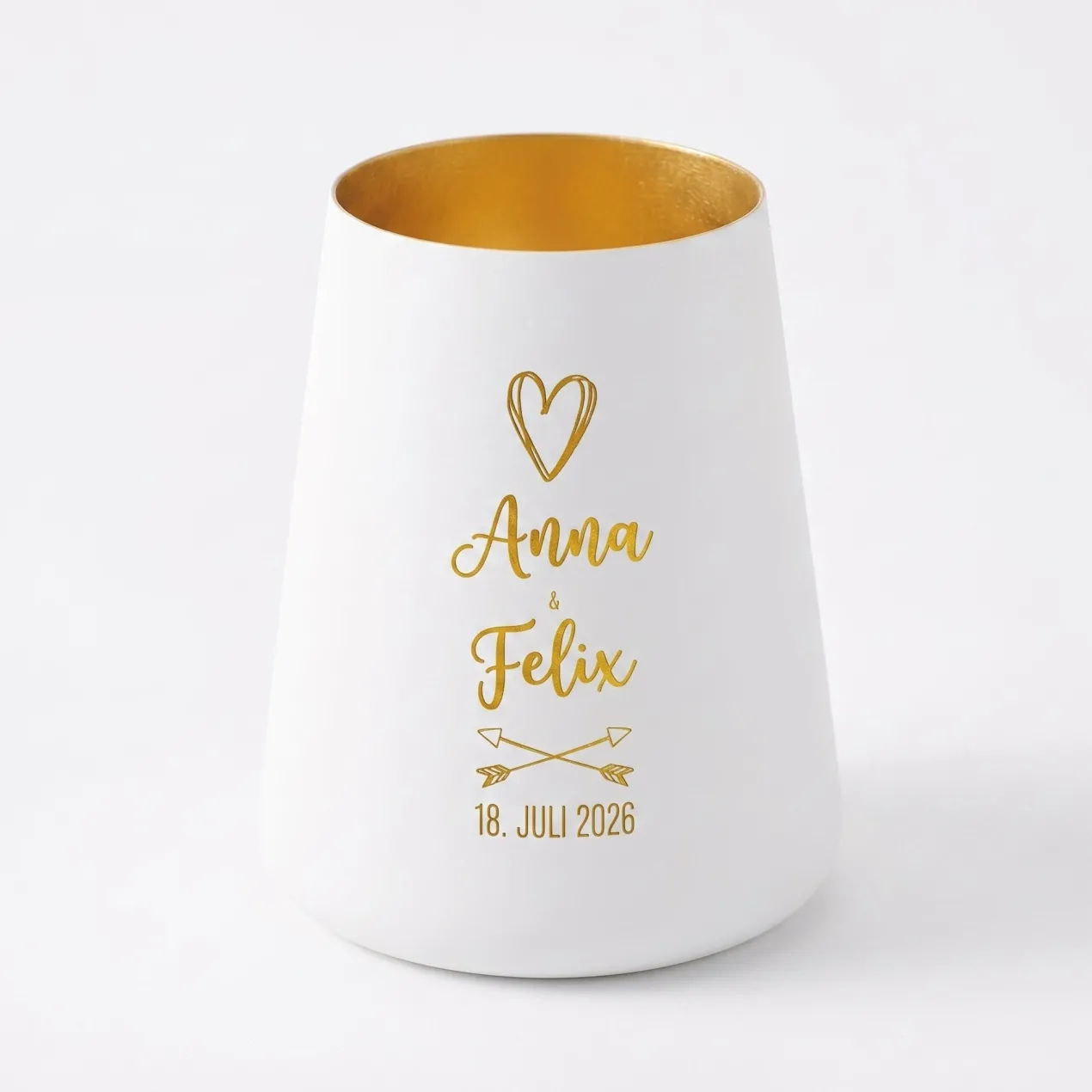 Windlicht zur Hochzeit personalisiert mit Namen & Datum | Deko Licht in Weiß oder Schwarz für Paare