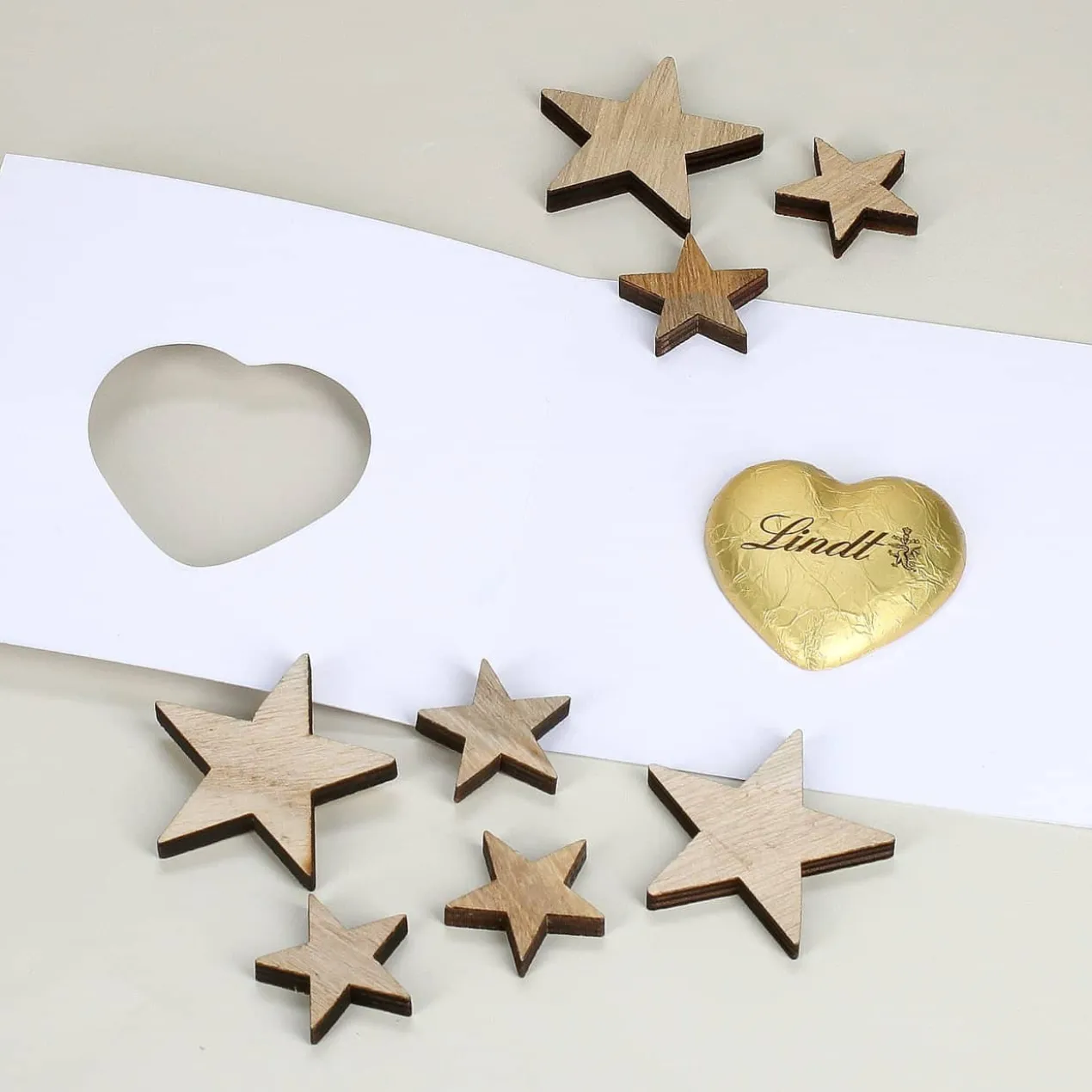 Winterliche Karte mit Lindt Schoko Herz