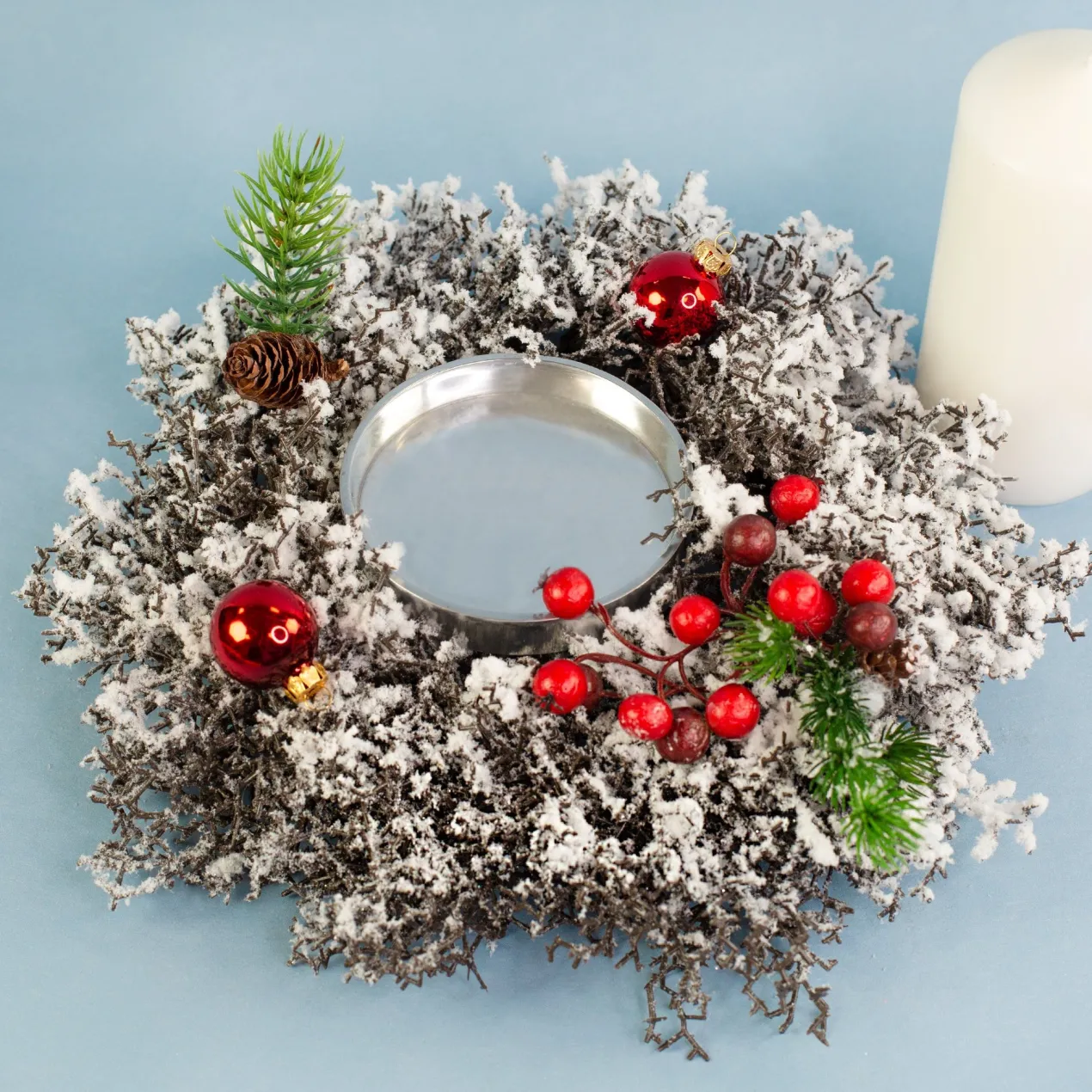 Winterlicher Adventskranz aus Schneezweigen in zwei Größen | Dekoration zu Weihnachten