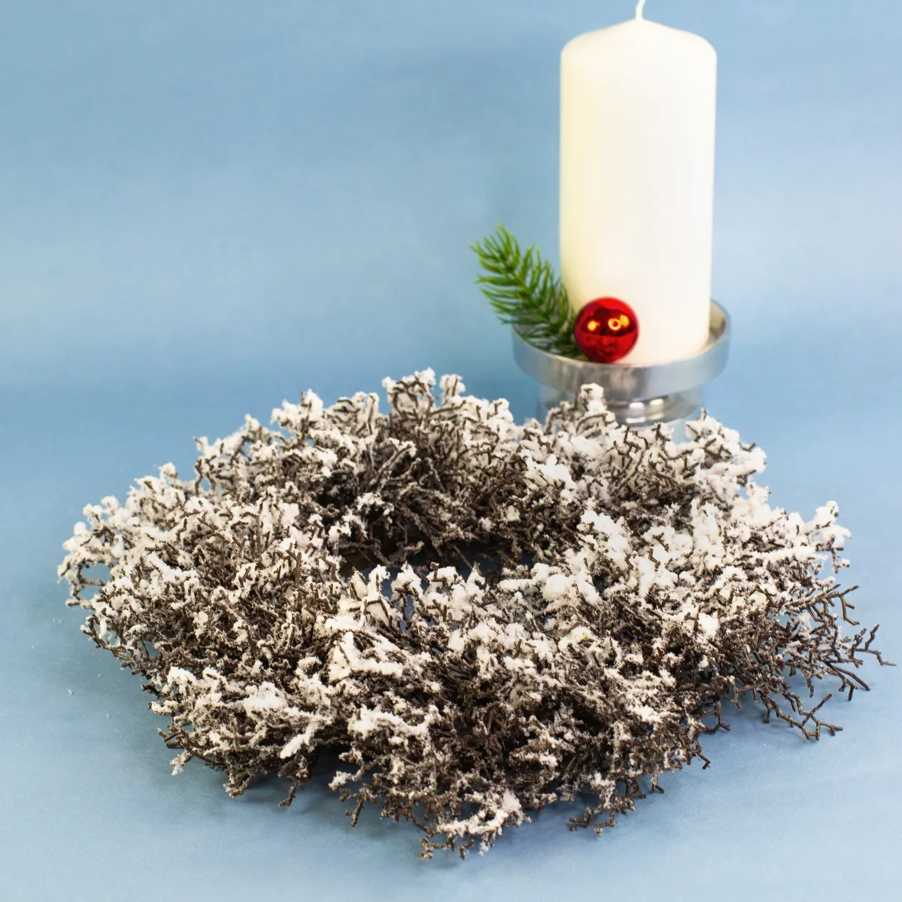Winterlicher Adventskranz aus Schneezweigen in zwei Größen | Dekoration zu Weihnachten