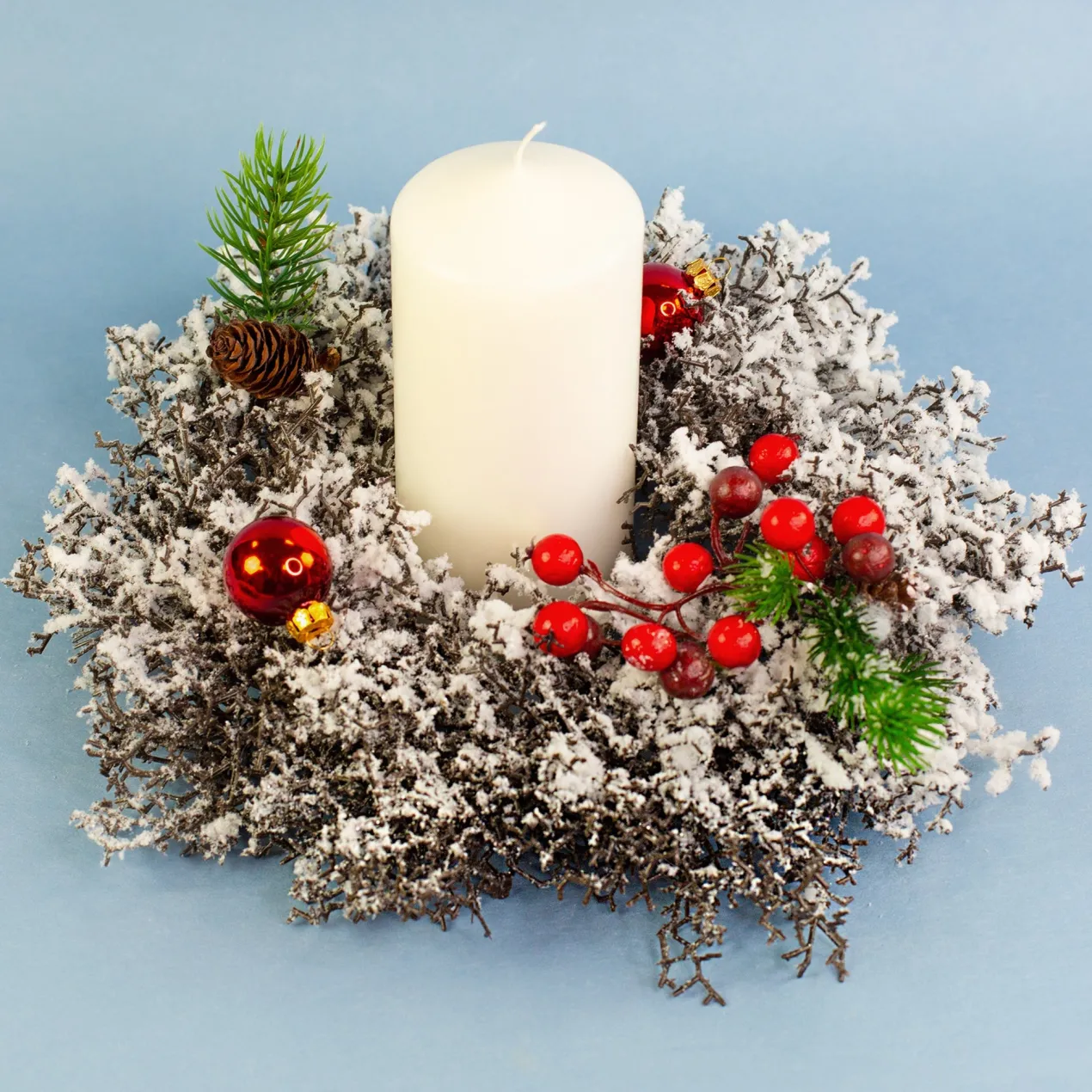 Winterlicher Adventskranz aus Schneezweigen in zwei Größen | Dekoration zu Weihnachten