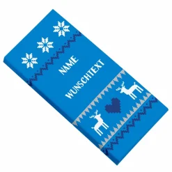 Winterliche Vollmilchschokolade im nordischen Stil mit Name und Wunschtext, 100g