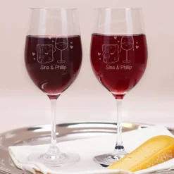 Wir gehören zusammen wie Käse & Wein - Geschenkset mit zwei Weingläsern