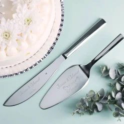 WMF Kuchenbesteck Set zur Hochzeit graviert mit Tauben und Namen
