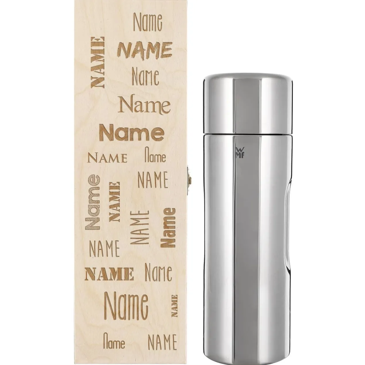 WMF Thermosflasche in 3 Farben mit persönlicher Holzbox