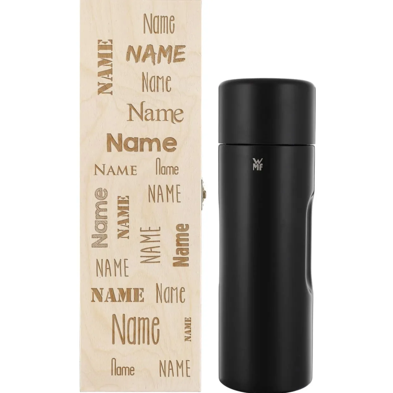 WMF Thermosflasche in 3 Farben mit persönlicher Holzbox