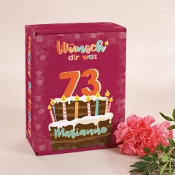 Wünsch' dir was - Geschenkverpackung zum Geburtstag mit Torte, Name und Alter
