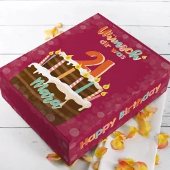 Wünsch' dir was - Geschenkverpackung zum Geburtstag mit Torte, Name und Alter