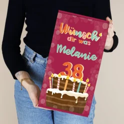 Wünsch' dir was - Geschenkverpackung zum Geburtstag mit Torte, Name und Alter