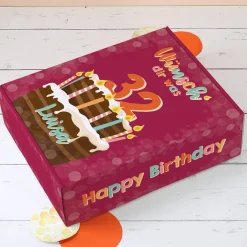 Wünsch' dir was - Geschenkverpackung zum Geburtstag mit Torte, Name und Alter