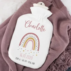 Wärmflasche zur Geburt mit Regenbogenmotiv für Mädchen