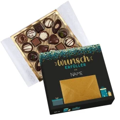 Wunscherfüller - 100 g Lindt Pralinen als Geldgeschenk mit Name bedruckt