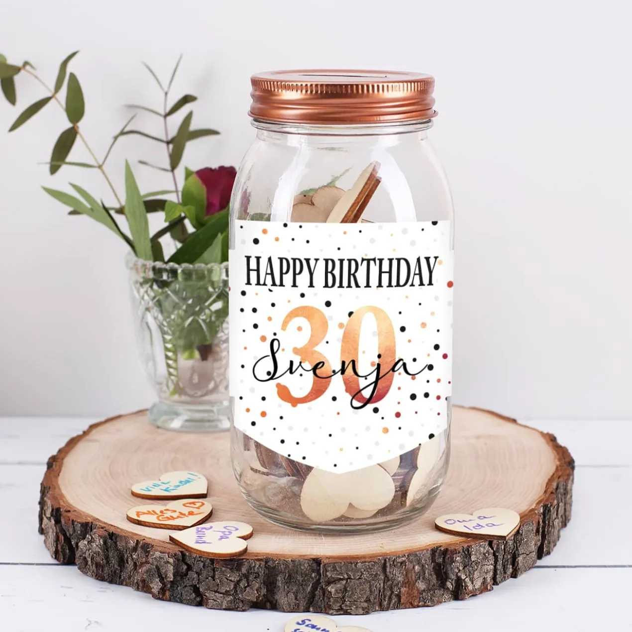 Wunschglas zum Geburtstag mit Name und Alter