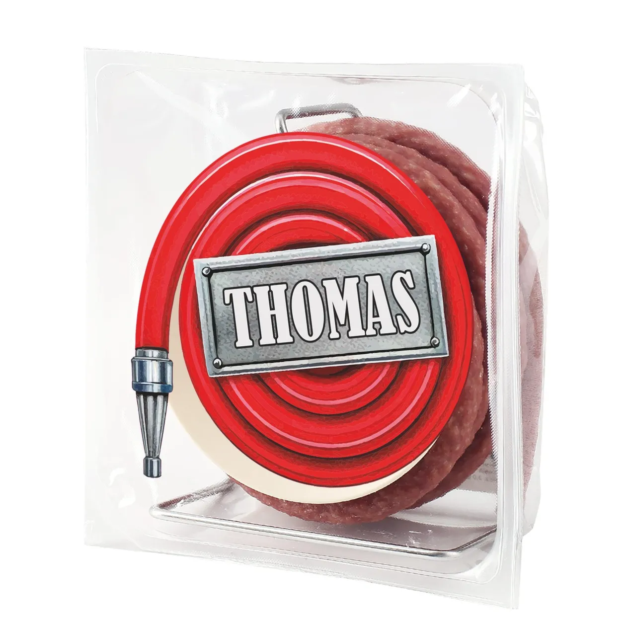 Wurst Schlauchtrommel mit Name - Snack Wurst - Feuerwehrschlauch
