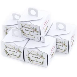 6 x Gastgeschenke Hochzeit Geschenkboxen mit Namen, Datum und Blüten