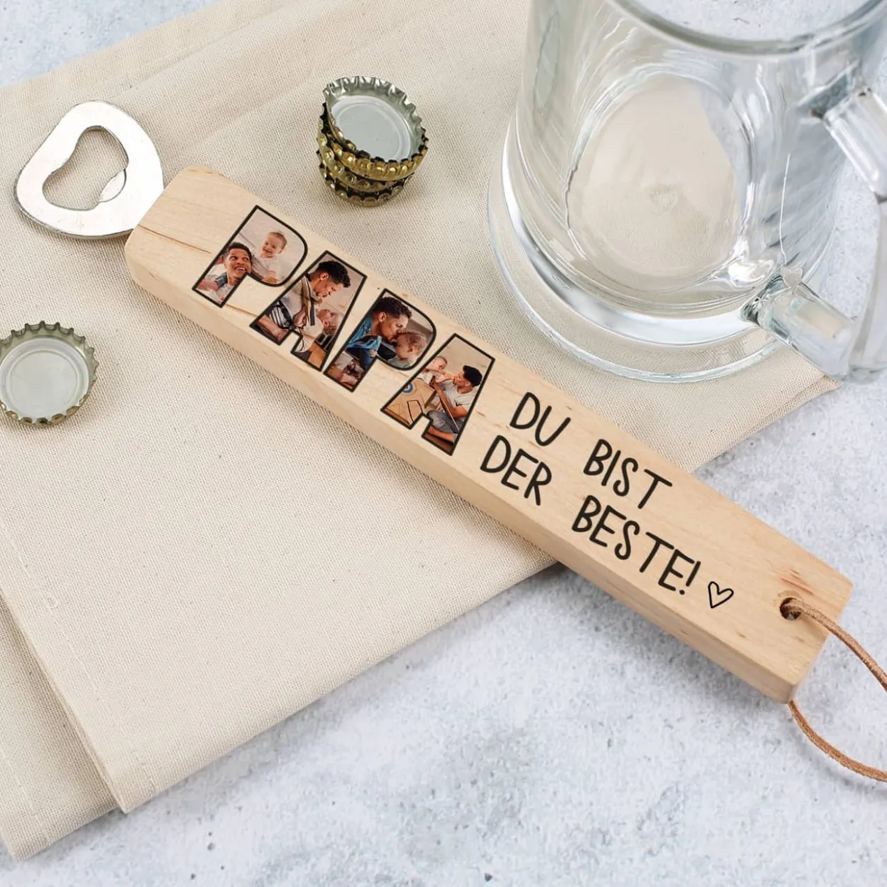 XL Flaschenöffner für den besten Papa mit Fotoaufdruck