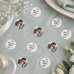 XL - Fotokonfetti zur Hochzeit mit Namen und Blüten