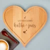 XL Frühstücksbrettchen aus Holz in Herzform mit Gravur & Wunschtext | Valentinstagsgeschenk für Paare