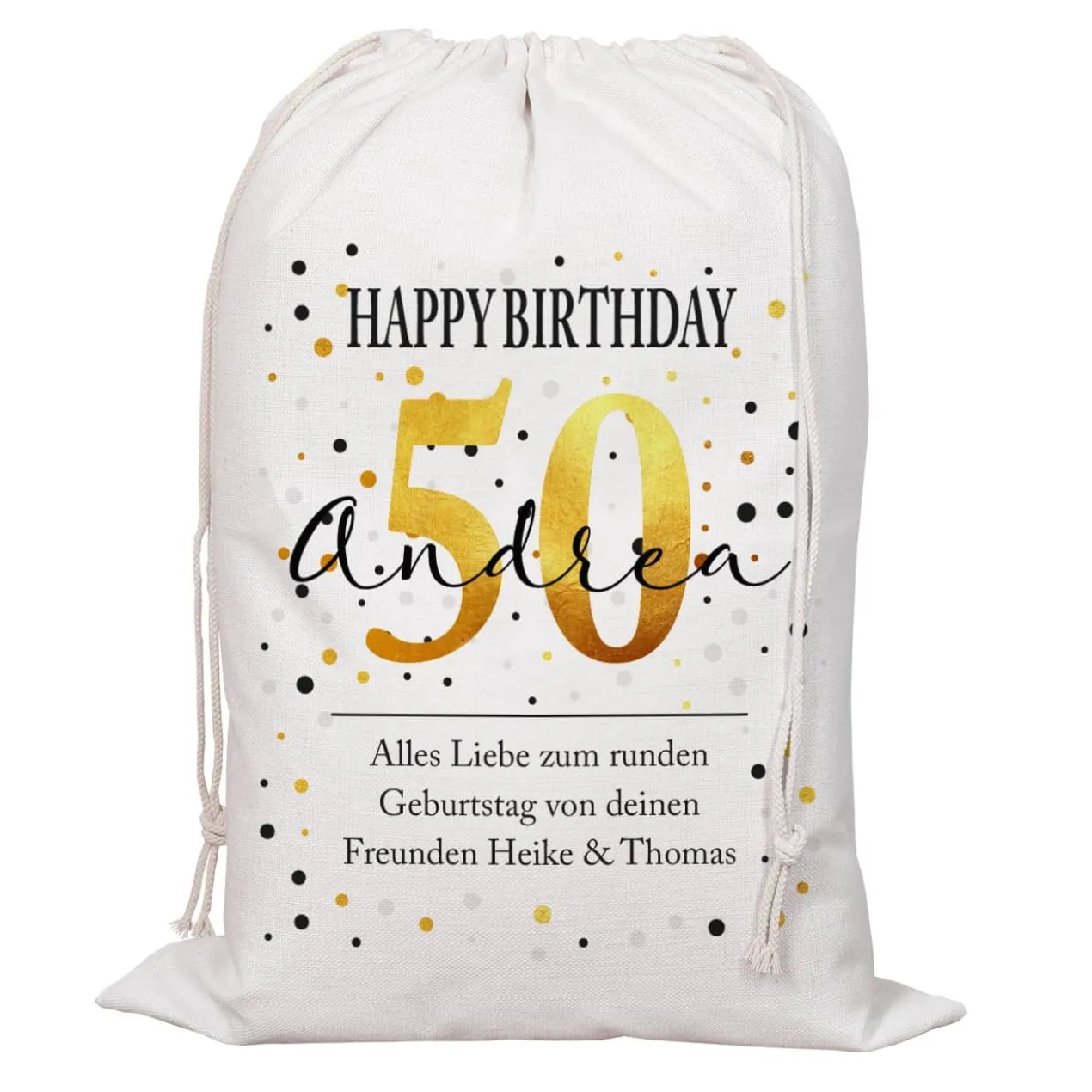 XL Geschenksack zum Geburtstag mit Alter, Name und Wunschtext