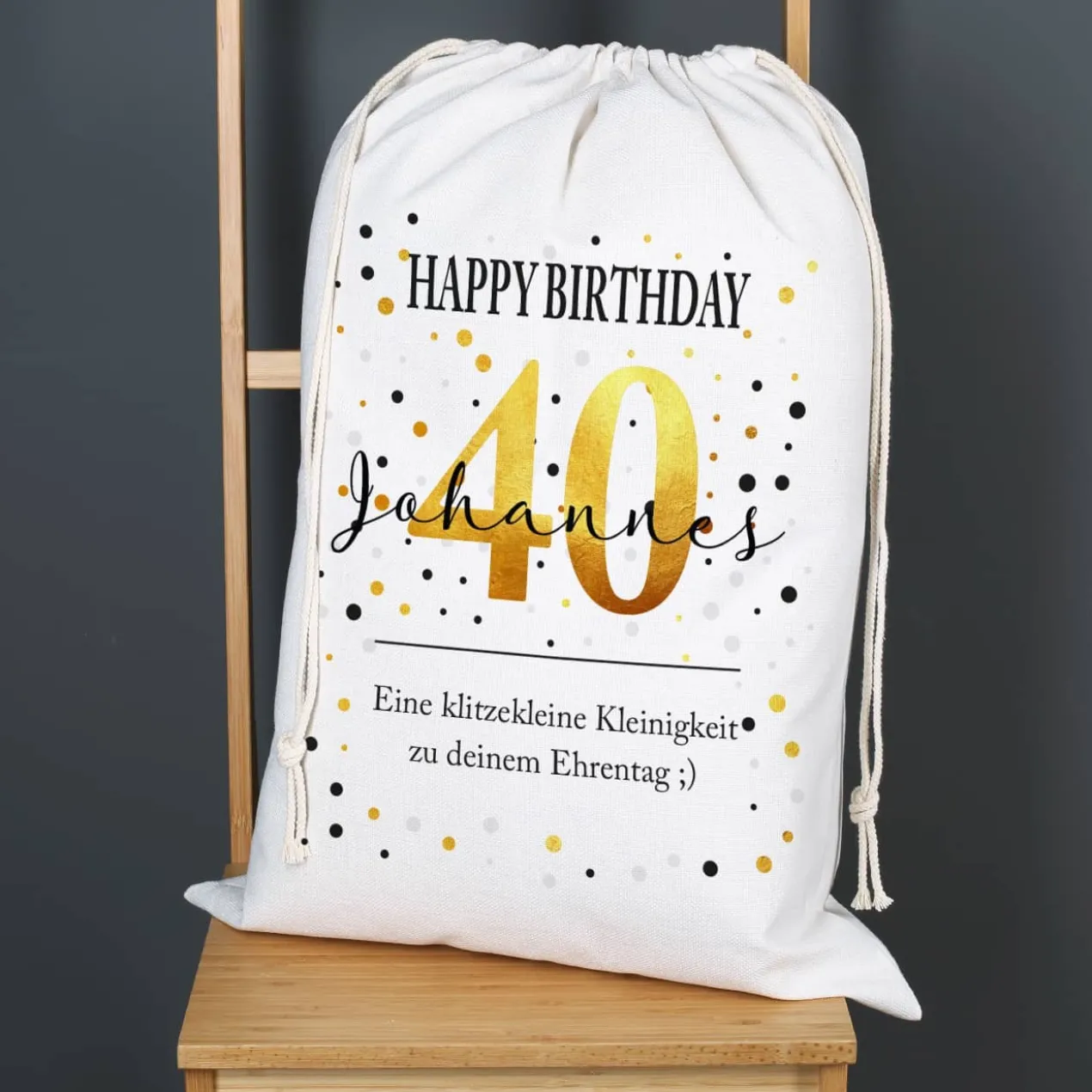 XL Geschenksack zum Geburtstag mit Alter, Name und Wunschtext