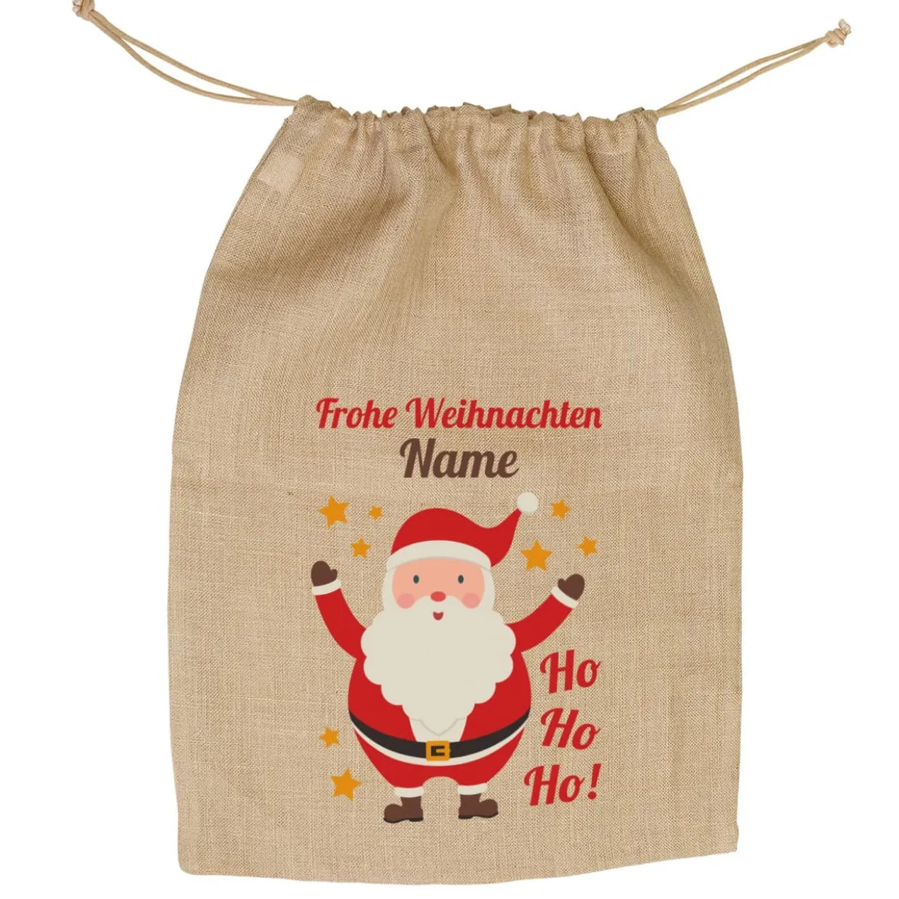 XL Jutesack - Frohe Weihnachten - mit Weihnachtsmann und Name