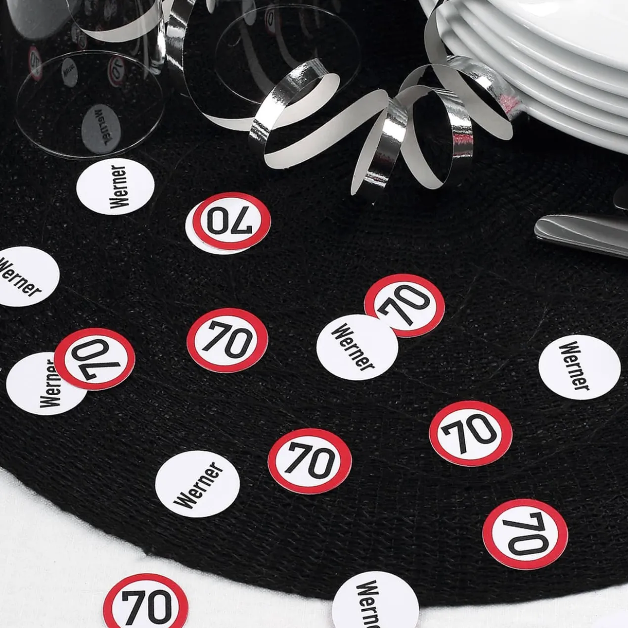 XL Konfetti mit Name zum 70. Geburtstag