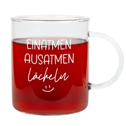 XL Leonardo-Teeglas mit Achtsamkeitsspruch 'Einatmen, Ausatmen, Lächeln' | Geschenk zu Weihnachten 570ml