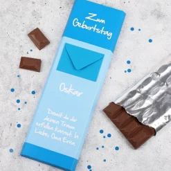 XL Schokolade mit Namen, Text und Umschlag zum Geburtstag