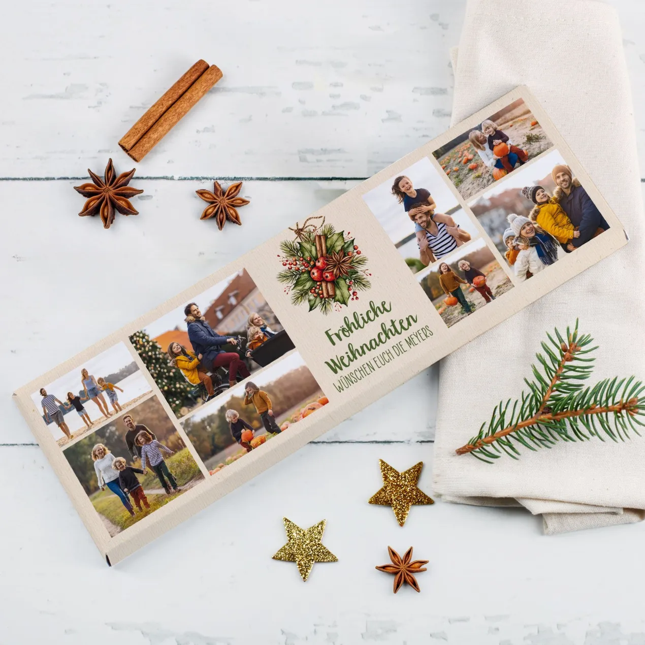 XL Schokolade zu Weihnachten mit Fotos und Wunschtext personalisiert | Süßes Weihnachtsgeschenk