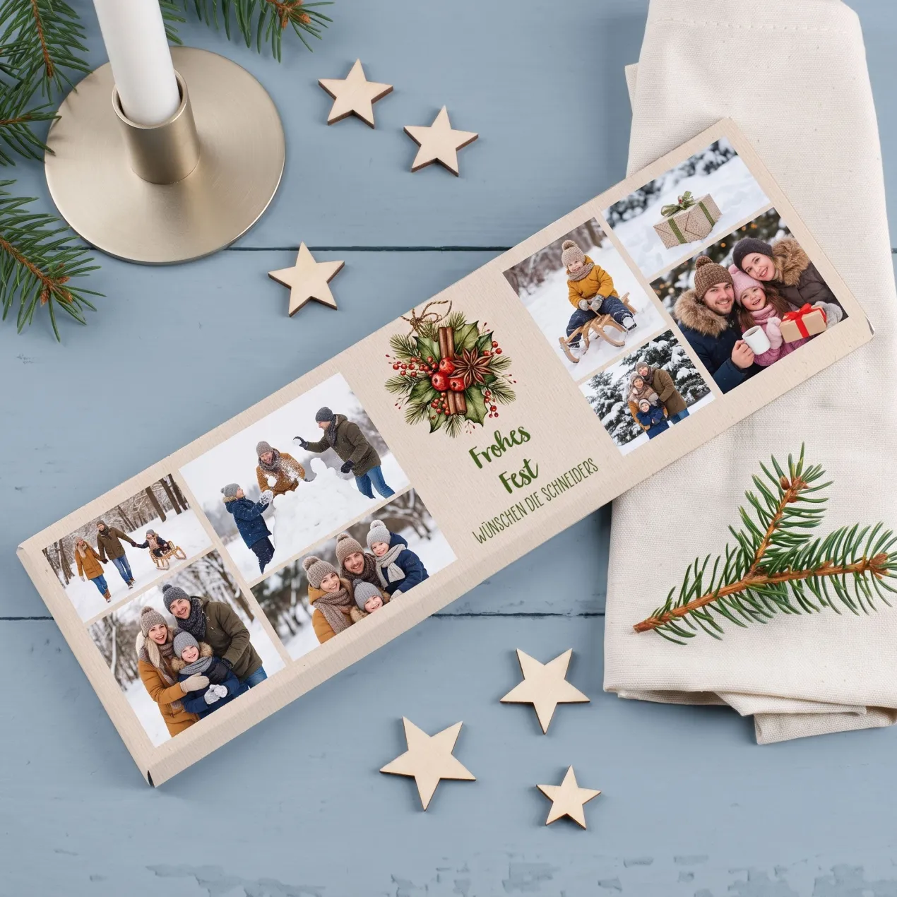 XL Schokolade zu Weihnachten mit Fotos und Wunschtext personalisiert | Süßes Weihnachtsgeschenk