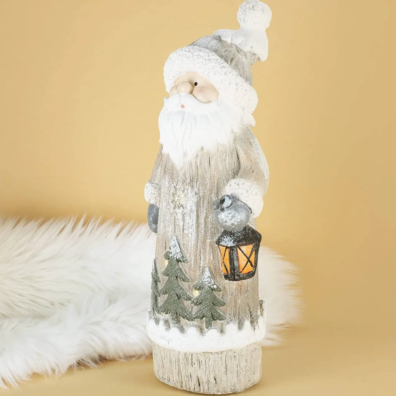 XL Weihnachts-Dekofigur mit Leuchtelementen - Schneemann und Weihnachtsmann