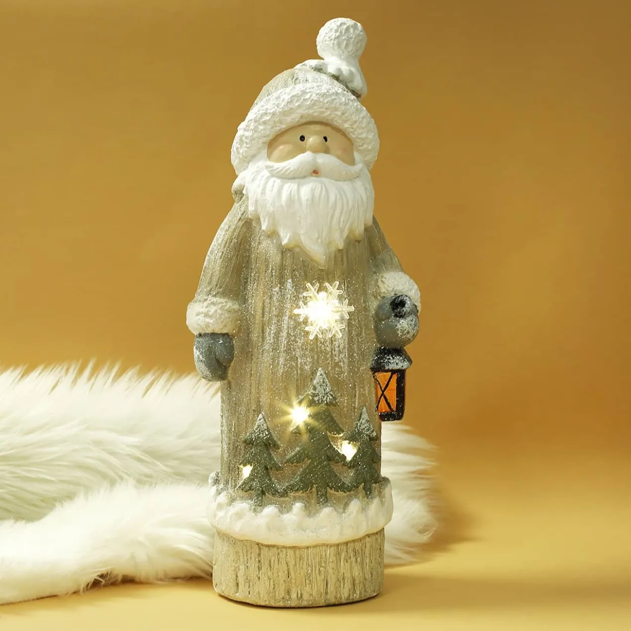 XL Weihnachts-Dekofigur mit Leuchtelementen - Schneemann und Weihnachtsmann