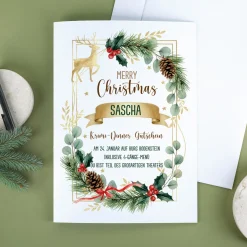 XL Weihnachtsgutschein A4 personalisiert mit Name & Wunschtext | Festliche Klappkarte zu Weihnachten
