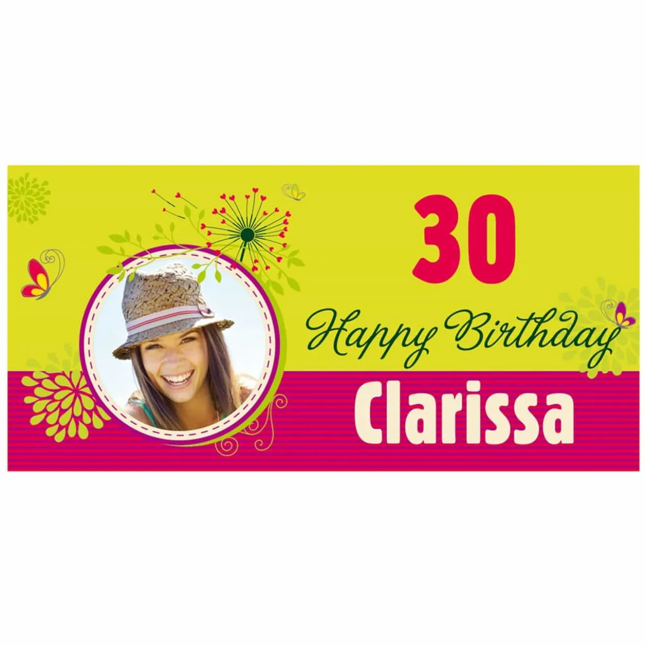 XXL Banner - Happy Birthday - im floralen Look mit Ihrem Foto