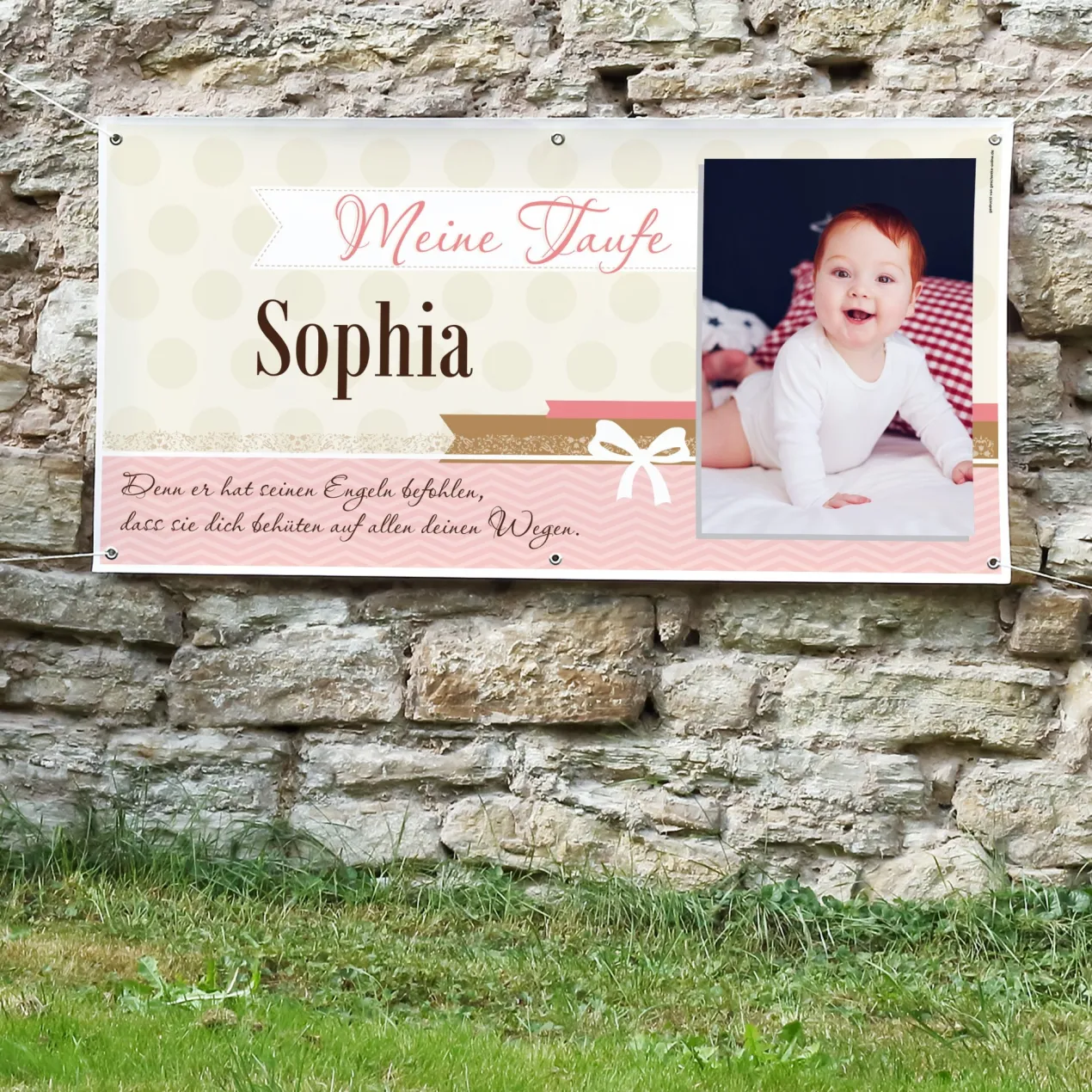XXL Banner zur Taufe mit Foto und Taufspruch 1,60 x 0,80m