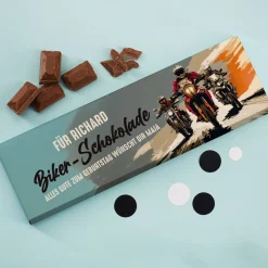 XXL Biker Schokolade personalisiert mit Name und Wunschtext | Geschenk für Motorradfahrer 300g
