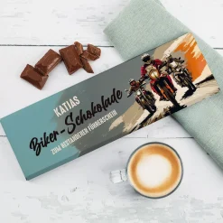 XXL Biker Schokolade personalisiert mit Name und Wunschtext | Geschenk für Motorradfahrer 300g