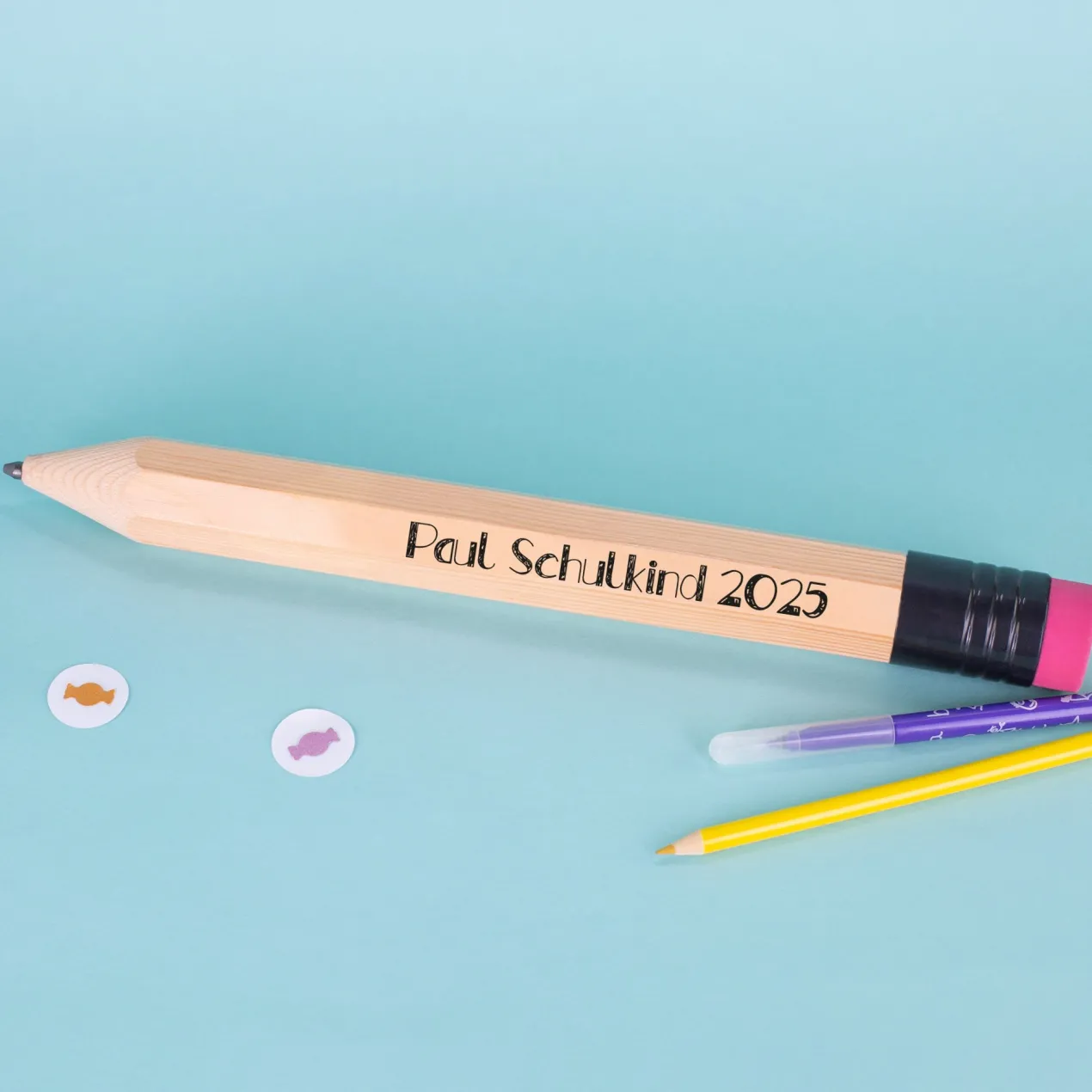 XXL Bleistift mit Radiergummi und Wunschtext in Übergröße! 35cm "Big Ideas"