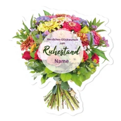 XXL Blumenstrauß Klappkarte zum Ruhestand mit Name
