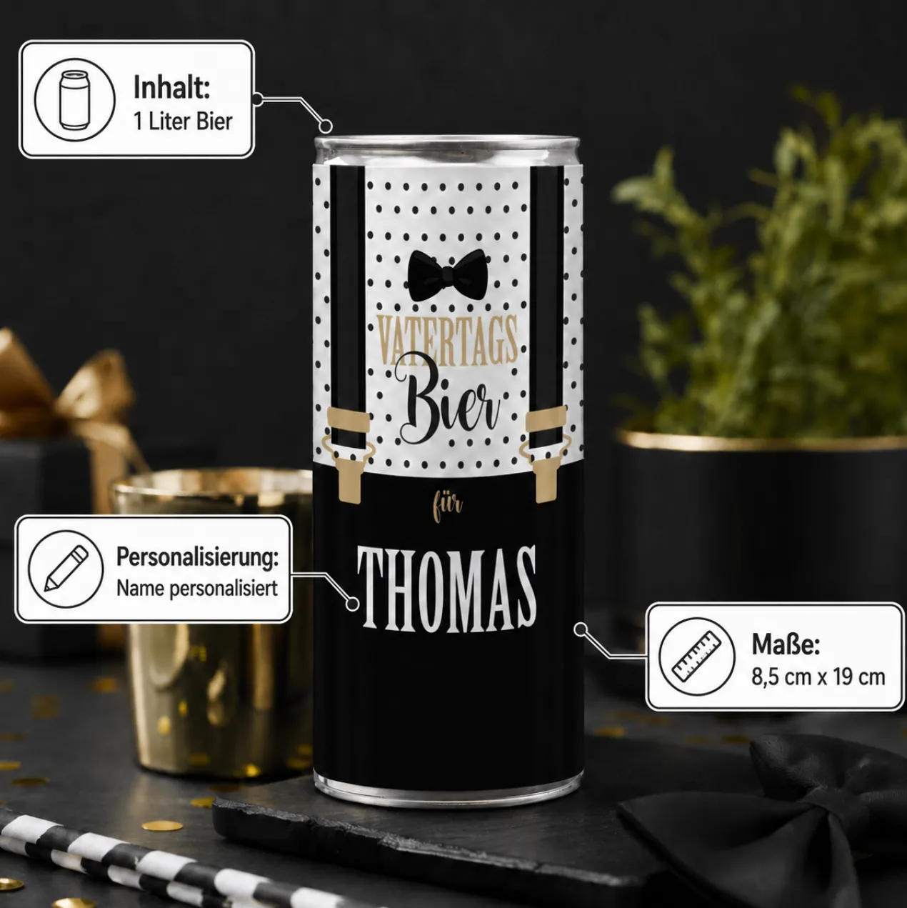 XXL Dosenbier "Vatertagsbier" personalisiert mit Name | Papa Bier Geschenk zum Vatertag