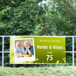 XXL-Geburtstagsbanner in blau mit Namen, Alter und Foto