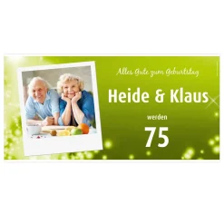 XXL-Geburtstagsbanner in blau mit Namen, Alter und Foto