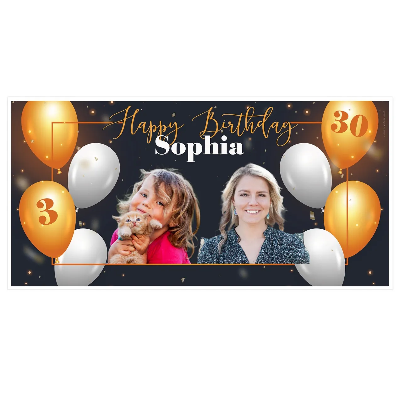 XXL Geburtstagsbanner mit Fotos und Alter personalisiert | Happy Birthday Banner zum Geburtstag 1,6m