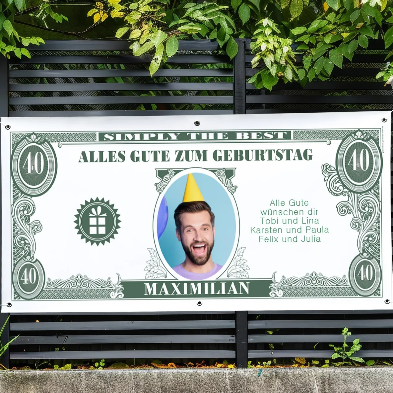 XXL Geburtstagsbanner personalisiert - Dollarschein