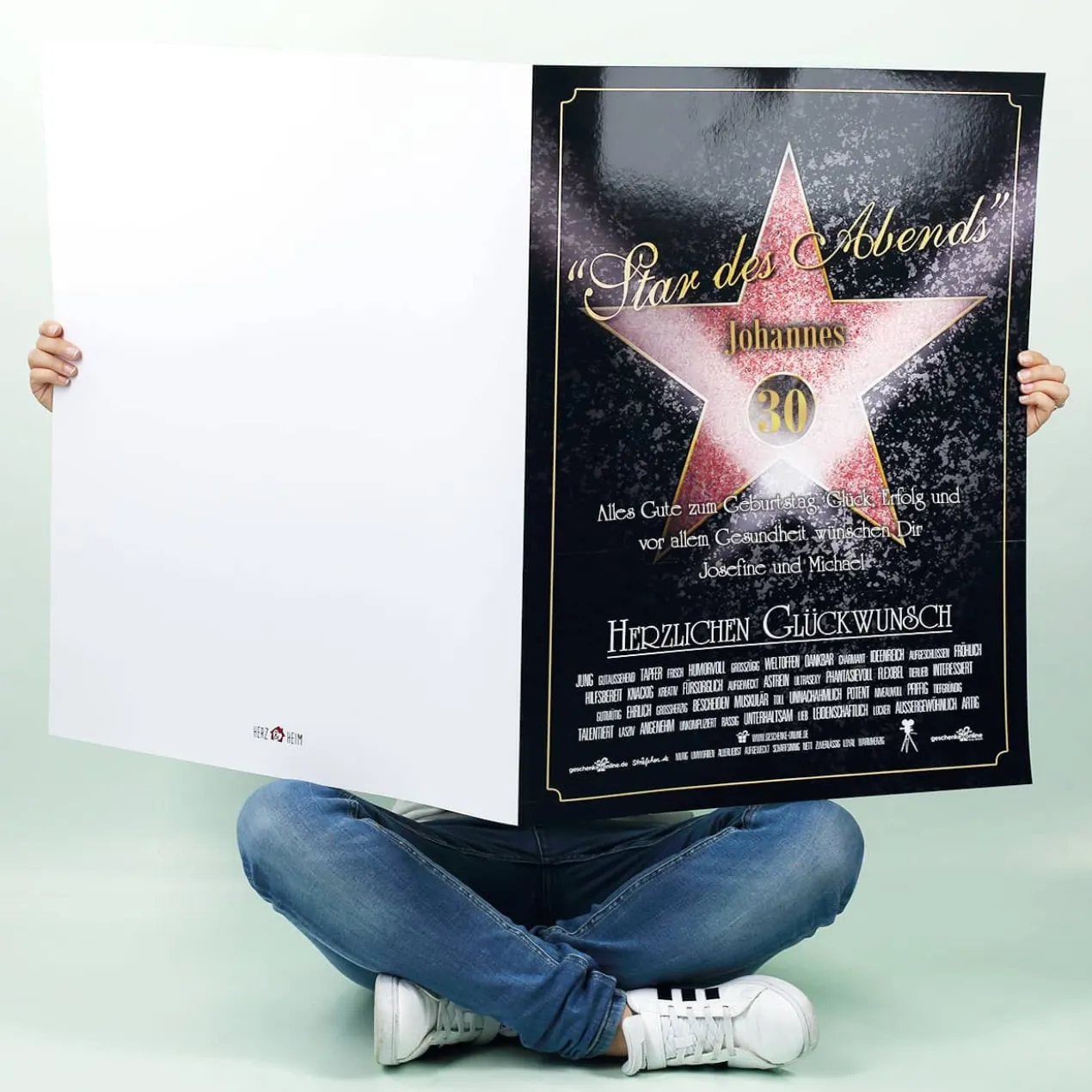 XXL Geburtstagskarte Walk of Fame mit Glückwünschen für den Star des Abends