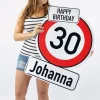 XXL Karte zum Geburtstag als Verkehrszeichen mit Name und Alter