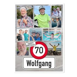XXL Klappkarte zum Geburtstag mit Verkehrszeichen und 9 Fotos